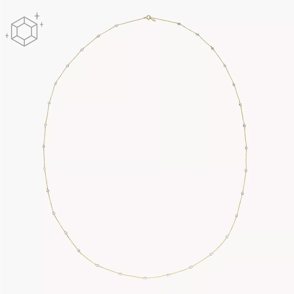 Fossil 14kt Plated Cubic Zirconia Station Necklace Brand New - Picture 6 of 7